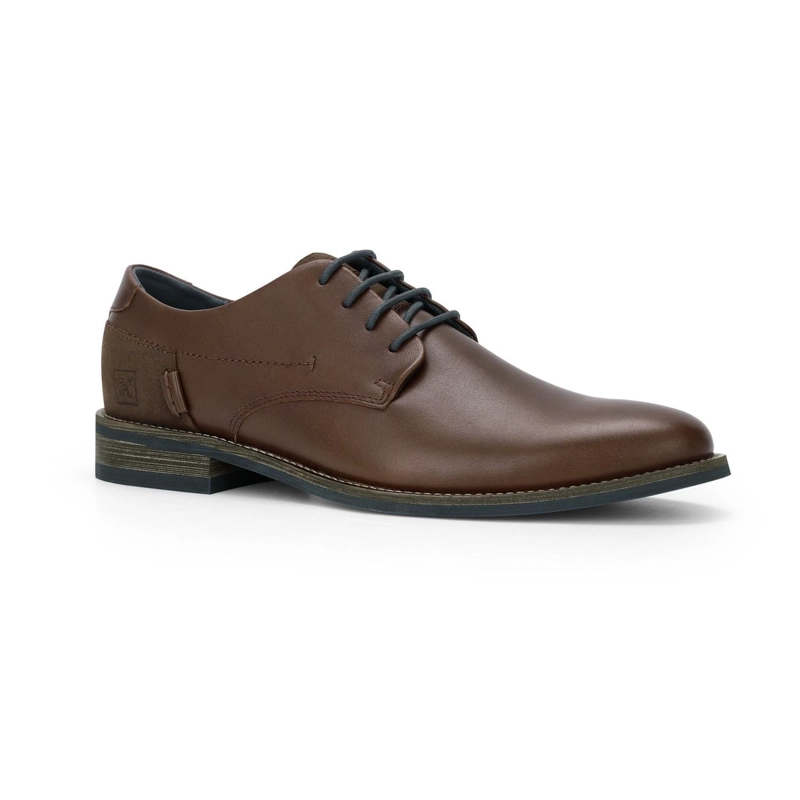 ZAPATOS FORMALES HOMBRE CUERO TALON GAMUZADO CAFE OSCURO DENIZEN CARDINALE - 1