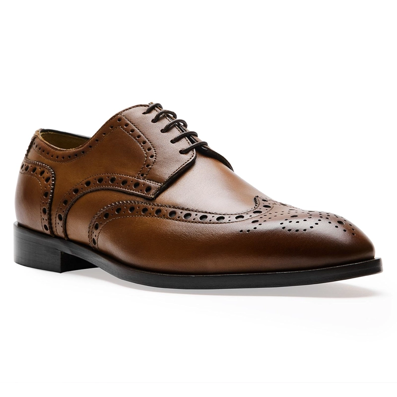 ZAPATOS FORMALES HOMBRE SUELA CUERO MAGNO SENATO-0-03 BRANDY - 1