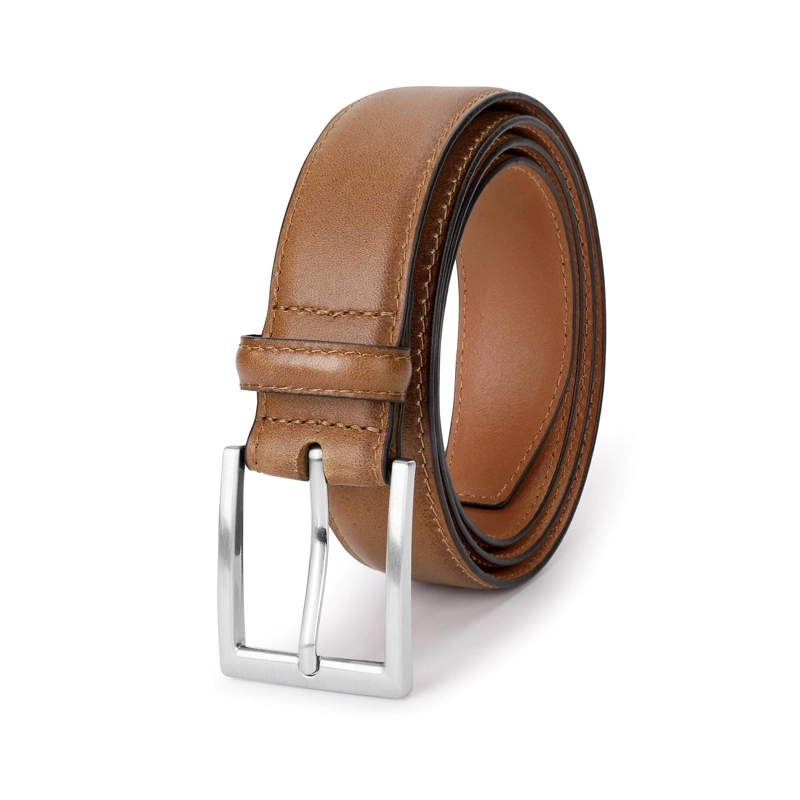 CINTURON CUERO HOMBRE HEBILLA PLATEADA BRANDY CLARO CARDINALE - 2