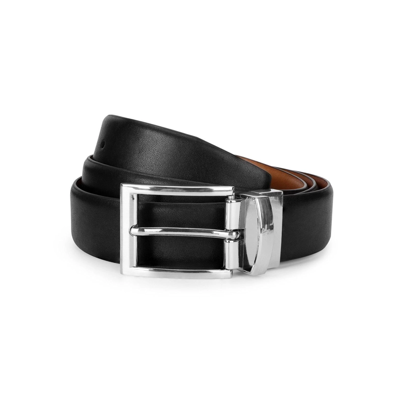CINTURON CUERO HOMBRE REVERSIBLE HEBILLA CLASICA NEGRO Y BRANDY CARDINALE - 1
