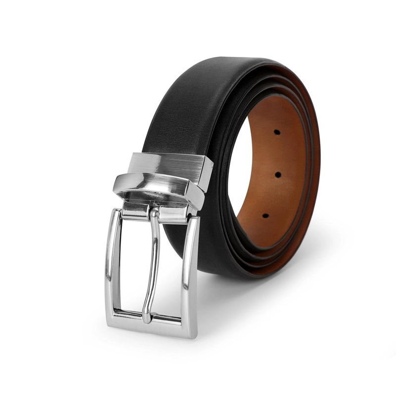 CINTURON CUERO HOMBRE REVERSIBLE HEBILLA CLASICA NEGRO Y BRANDY CARDINALE - 2