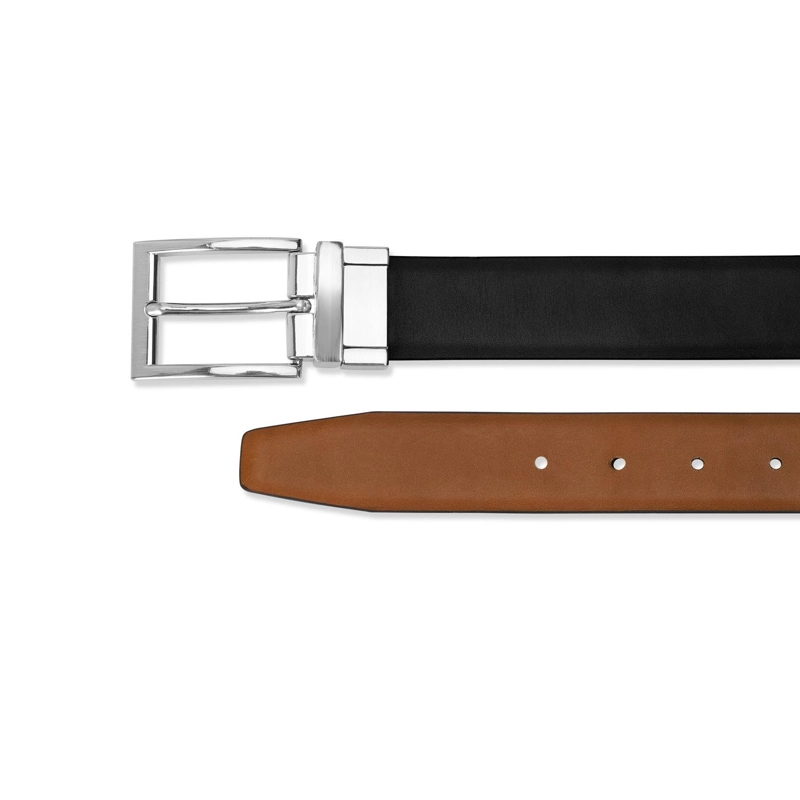 CINTURON CUERO HOMBRE REVERSIBLE HEBILLA CLASICA NEGRO Y BRANDY CARDINALE - 3