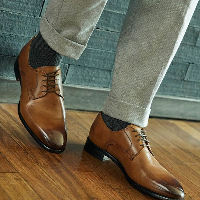 ZAPATOS FORMALES HOMBRE SUELA CUERO MAGNO CUSANI-0-01 BRANDY - 4