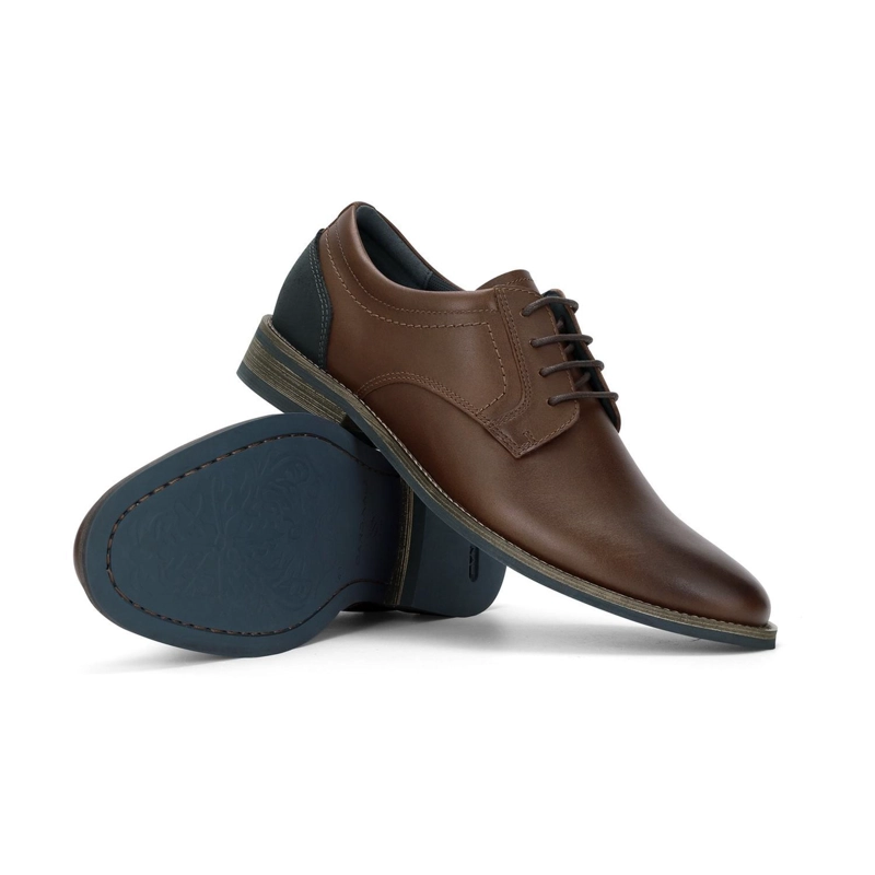 ZAPATOS FORMALES HOMBRE CUERO TALON EN CONTRASTE CAFE OSCURO DENIZEN CARDINALE - 5