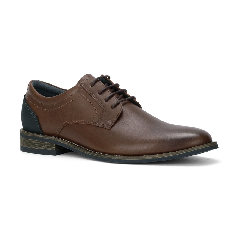 ZAPATOS FORMALES HOMBRE CUERO TALON EN CONTRASTE CAFE OSCURO DENIZEN CARDINALE - 6