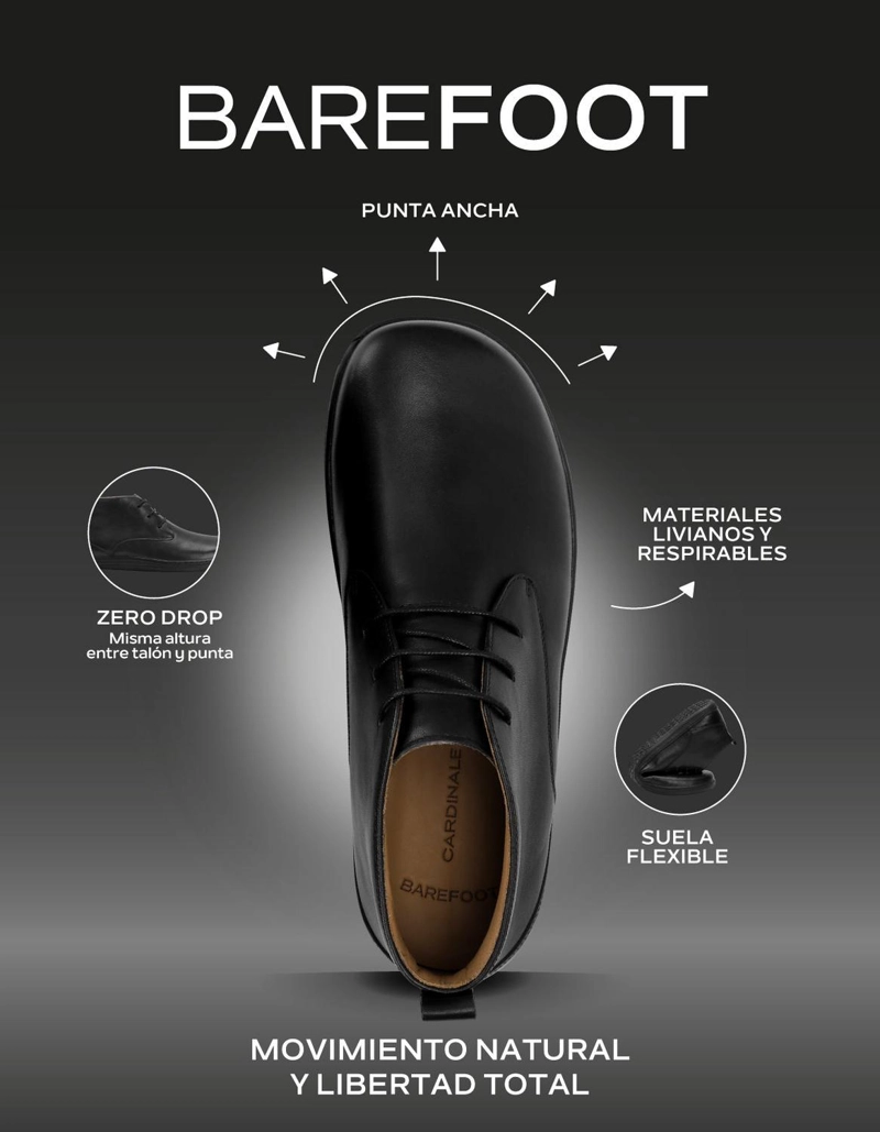 BOTINES BAREFOOT FORMAL CASUAL HOMBRE BARE URBAN NEGRO CARDINALE - 9