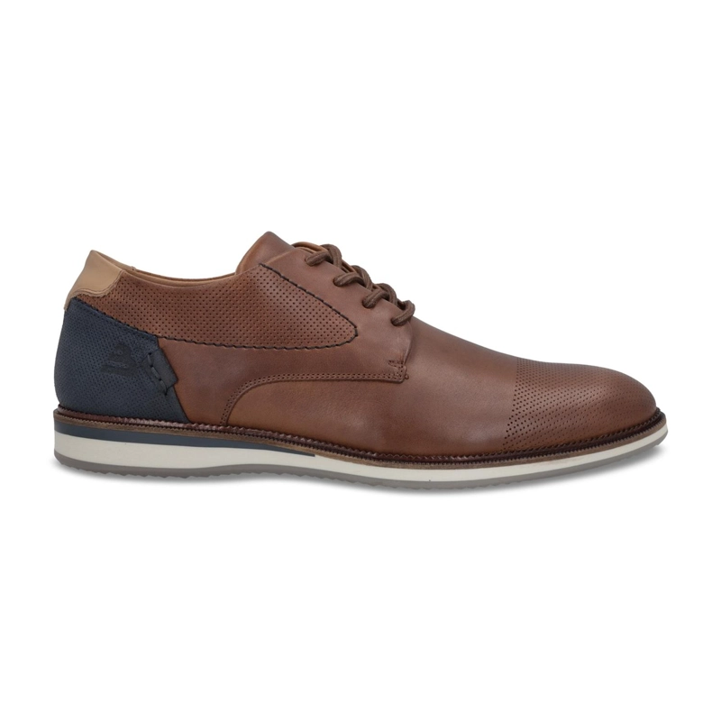 ZAPATOS FORMAL CASUAL HOMBRE CUERO PERFORACIONES NOX-0-32 BRANDY BULLBOXER - 1