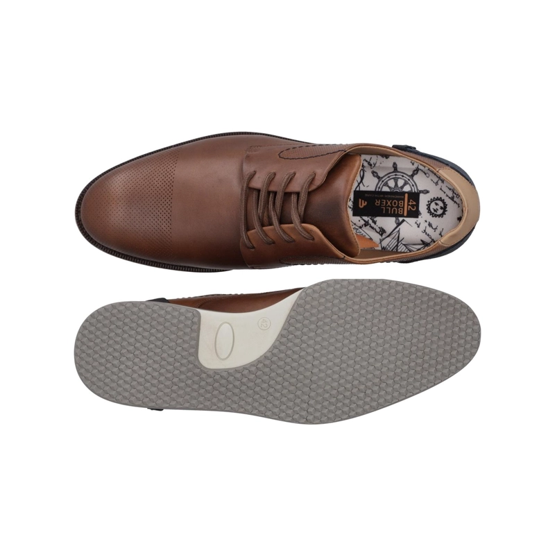 ZAPATOS FORMAL CASUAL HOMBRE CUERO PERFORACIONES NOX-0-32 BRANDY BULLBOXER - 3
