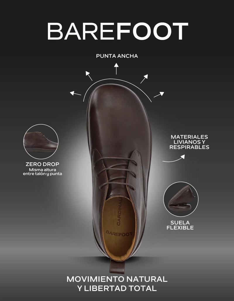 BOTINES BAREFOOT FORMAL CASUAL HOMBRE BARE URBAN CAFE CARDINALE - 9