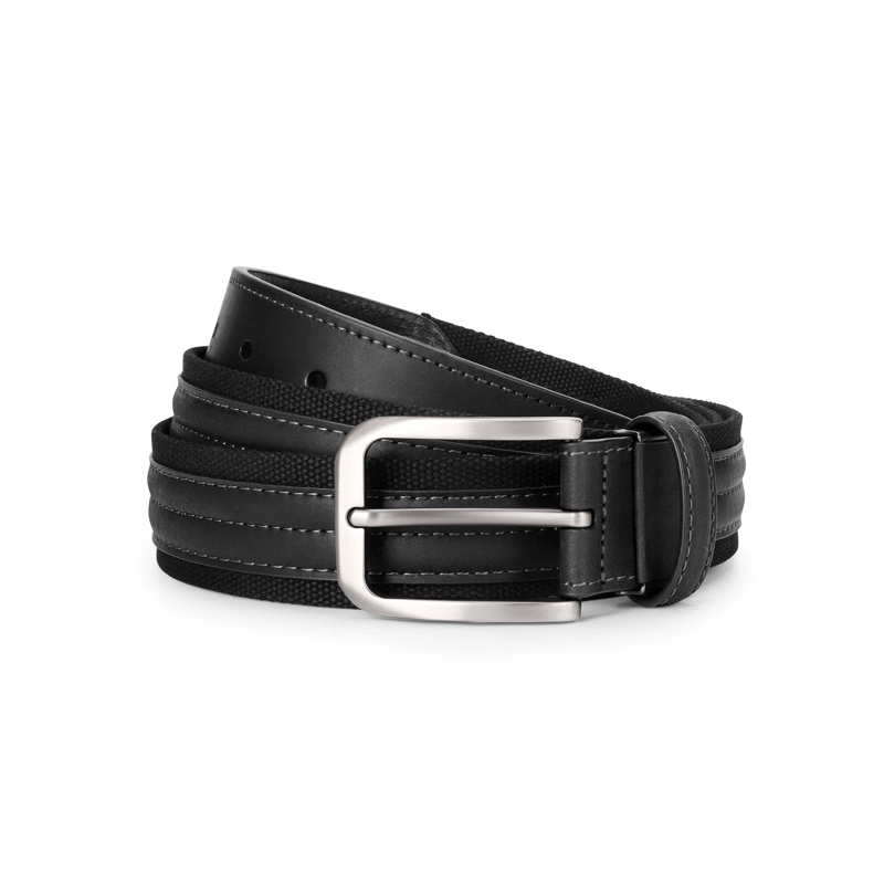 CINTURON CUERO Y TEXTIL HOMBRE AJUSTABLE COSTURAS NEGRO CARDINALE - 1