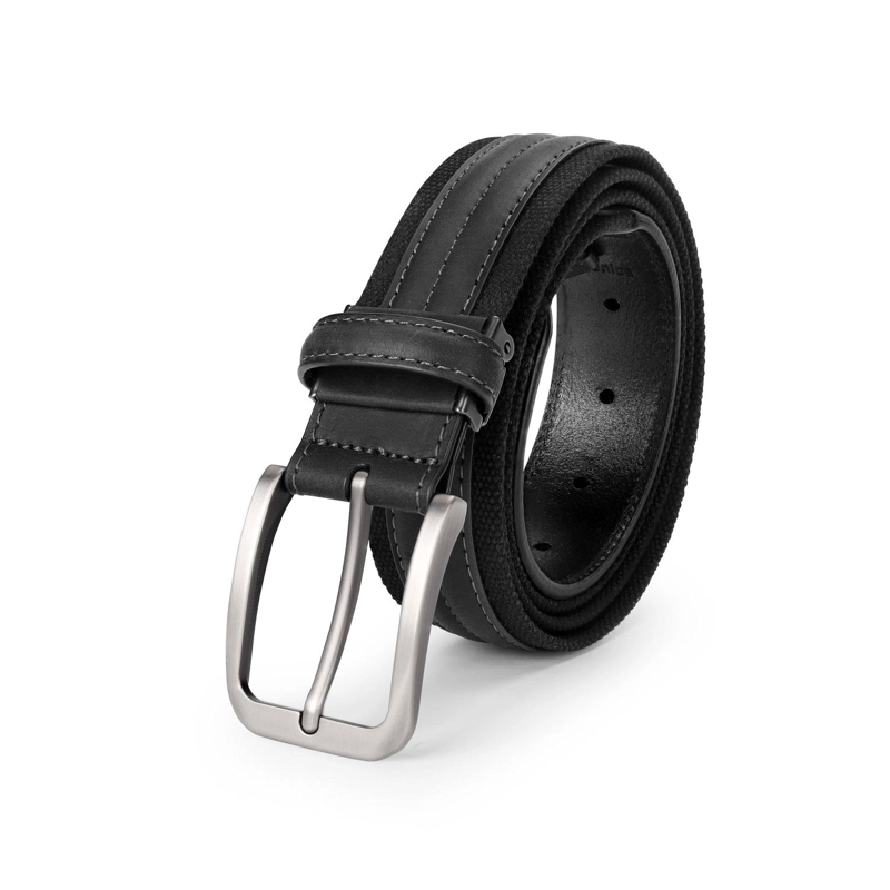 CINTURON CUERO Y TEXTIL HOMBRE AJUSTABLE COSTURAS NEGRO CARDINALE - 2