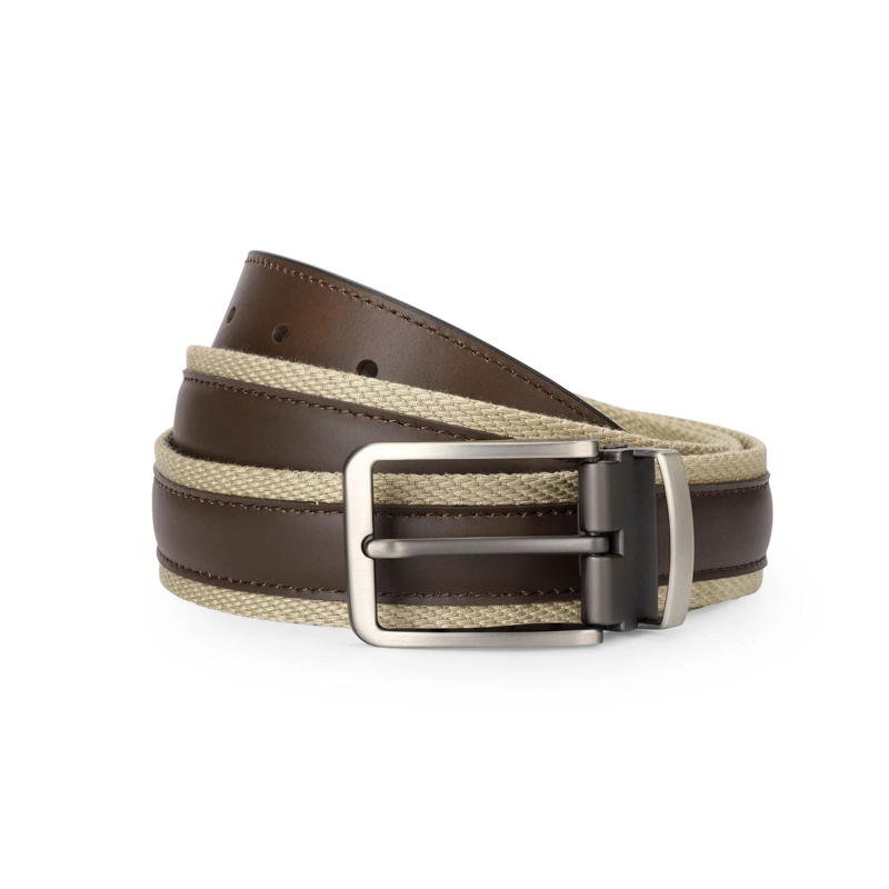 CINTURON CUERO Y TEXTIL HOMBRE AJUSTABLE CAFE CARDINALE - 1