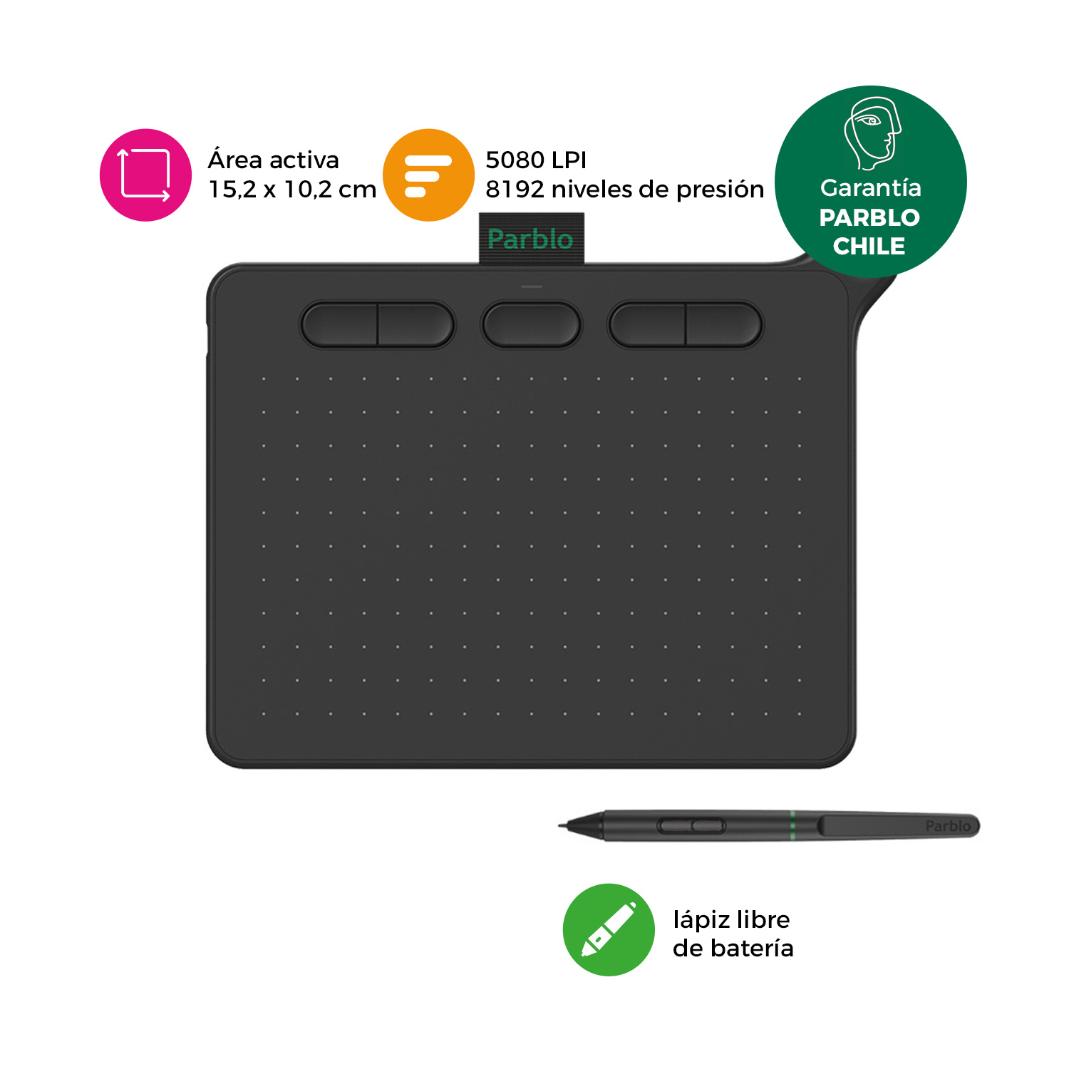 TABLETA GRAFICA DIGITALIZADORA PARBLO NINOS S BLACK - TG - 1