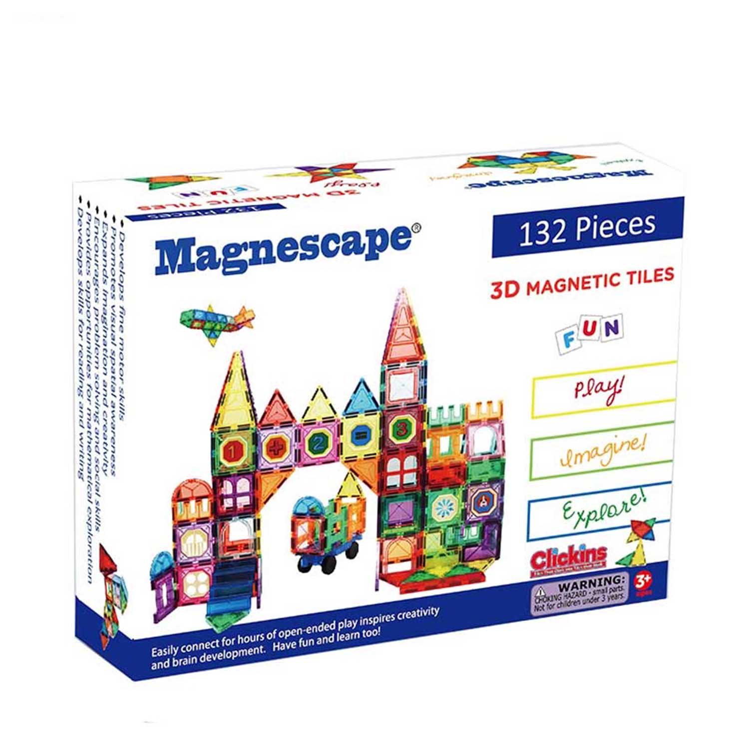 BLOQUES MAGNÉTICOS MAGNESCAPE TILES 132 MULTICOLOR DE CONSTRUCCIÓN 132 PIEZAS - LIBRE DE PLOMO - 4