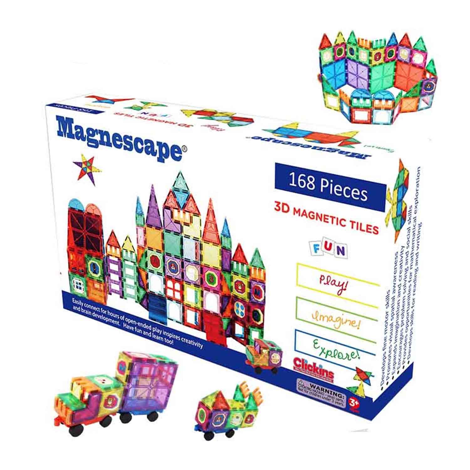 BLOQUES MAGNÉTICOS MAGNESCAPE TILES 168 MULTICOLOR DE CONSTRUCCIÓN 168 PIEZAS - LIBRE DE PLOMO - 4