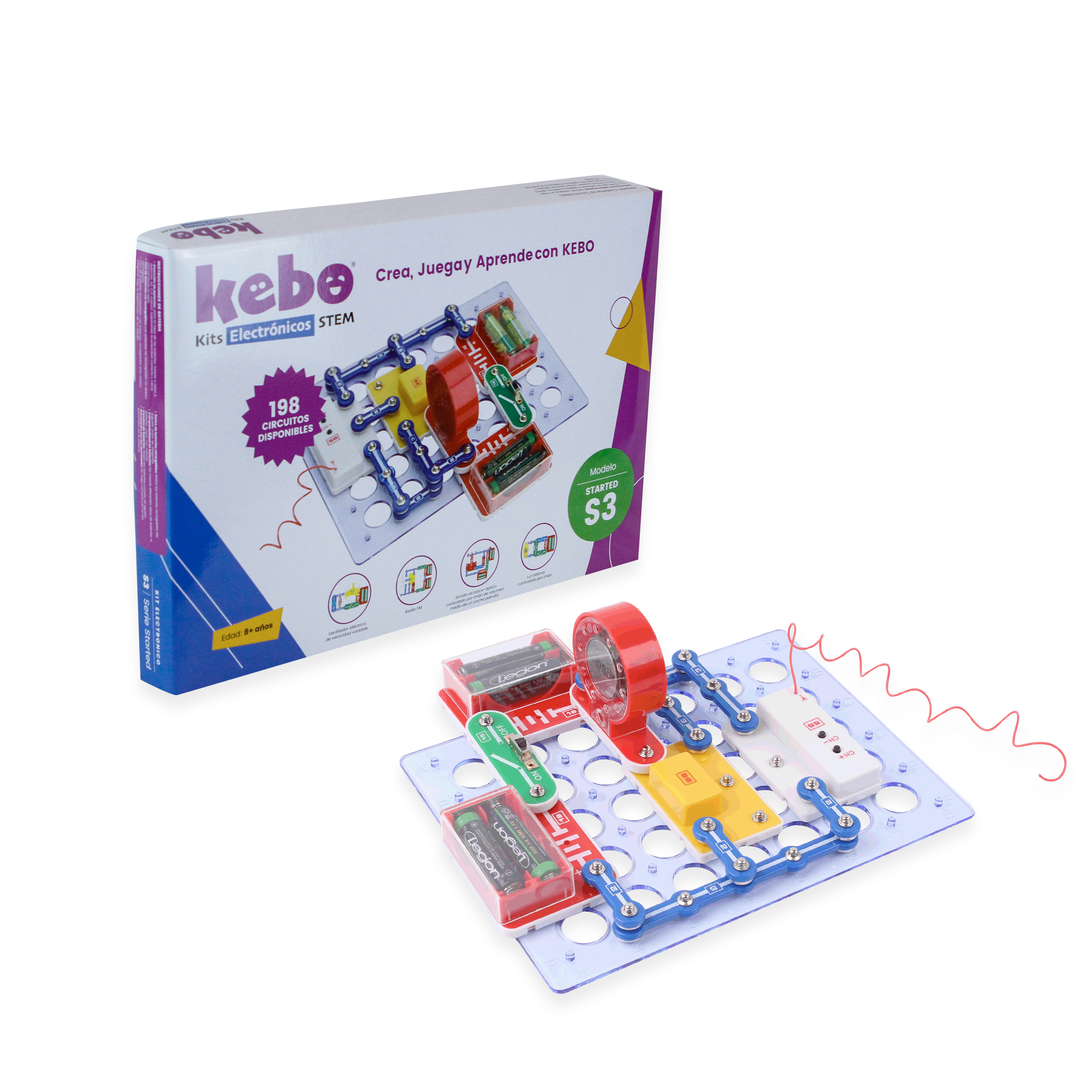 KIT ELECTRÓNICO EDUCATIVO KEBO STARTED S3 - 198 CIRCUITOS - 1
