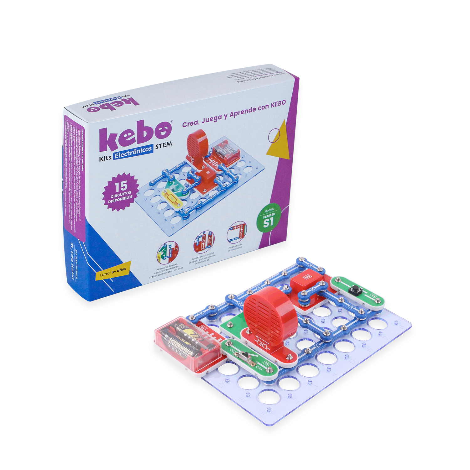 KIT ELECTRÓNICO EDUCATIVO KEBO STARTED S1 - 15 CIRCUITOS - 1