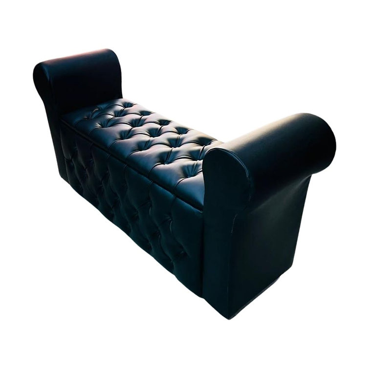 BANQUETA BAUL CAPITONE NEGRO PU - 2