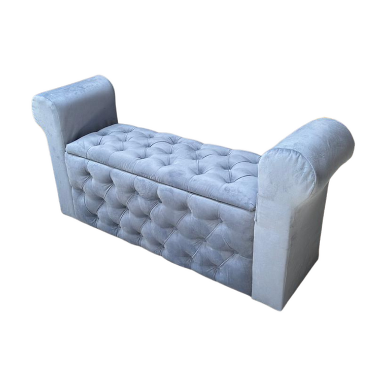 BANQUETA BAUL CAPITONE GRIS FELPA - 2