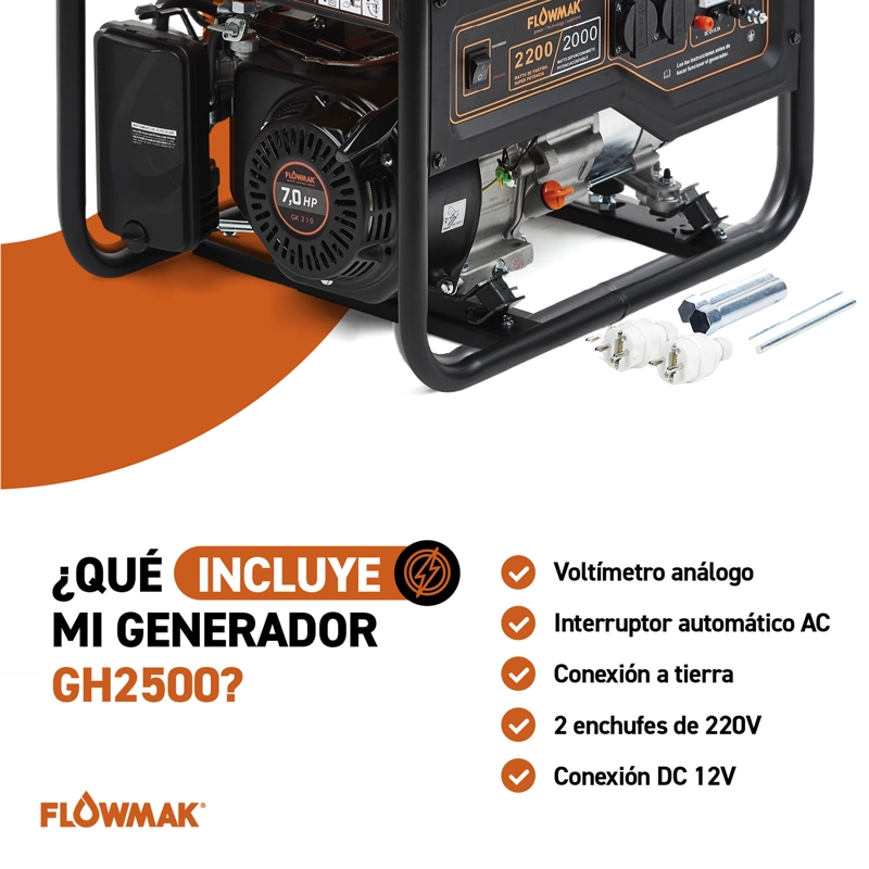 GENERADOR ELE CTRICO A GASOLINA GH2500 2200W 220V FLOWMAK - 3