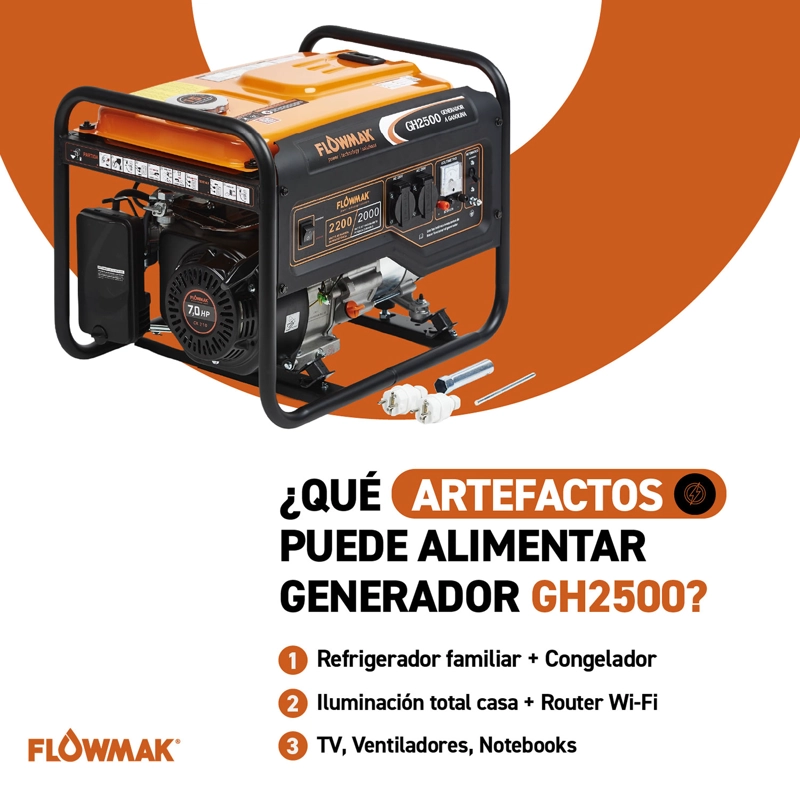 GENERADOR ELE CTRICO A GASOLINA GH2500 2200W 220V FLOWMAK - 4