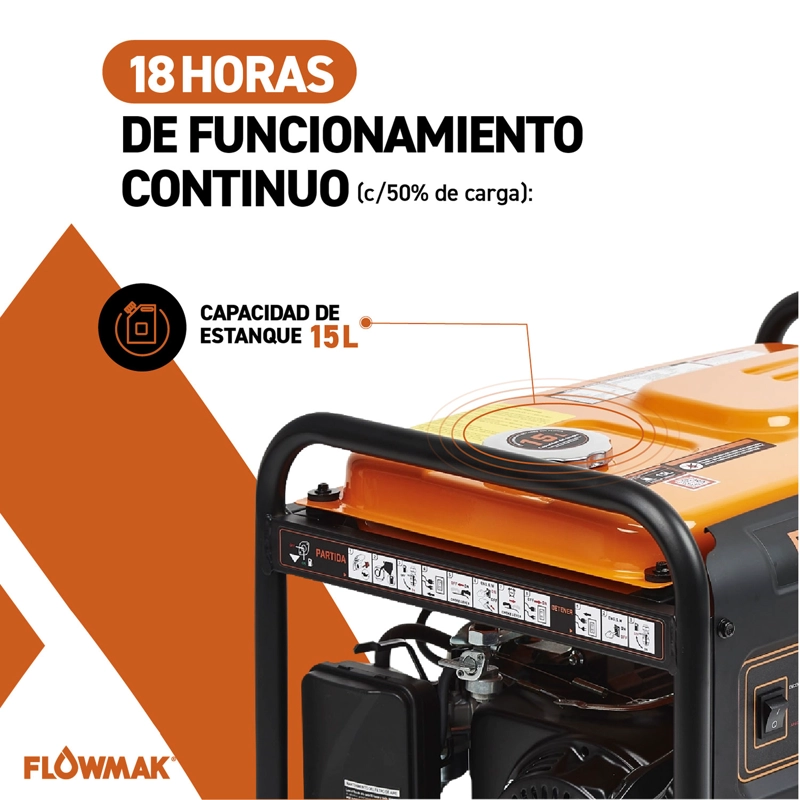 GENERADOR ELE CTRICO A GASOLINA GH2500 2200W 220V FLOWMAK - 5