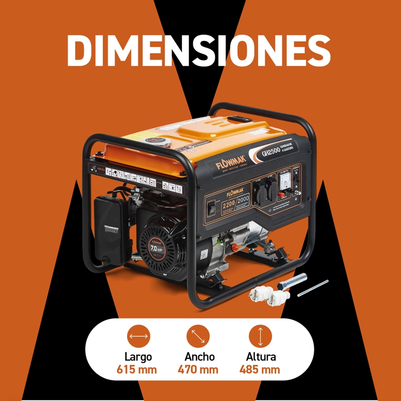 GENERADOR ELE CTRICO A GASOLINA GH2500 2200W 220V FLOWMAK - 6