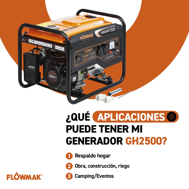 GENERADOR ELE CTRICO A GASOLINA GH2500 2200W 220V FLOWMAK - 7