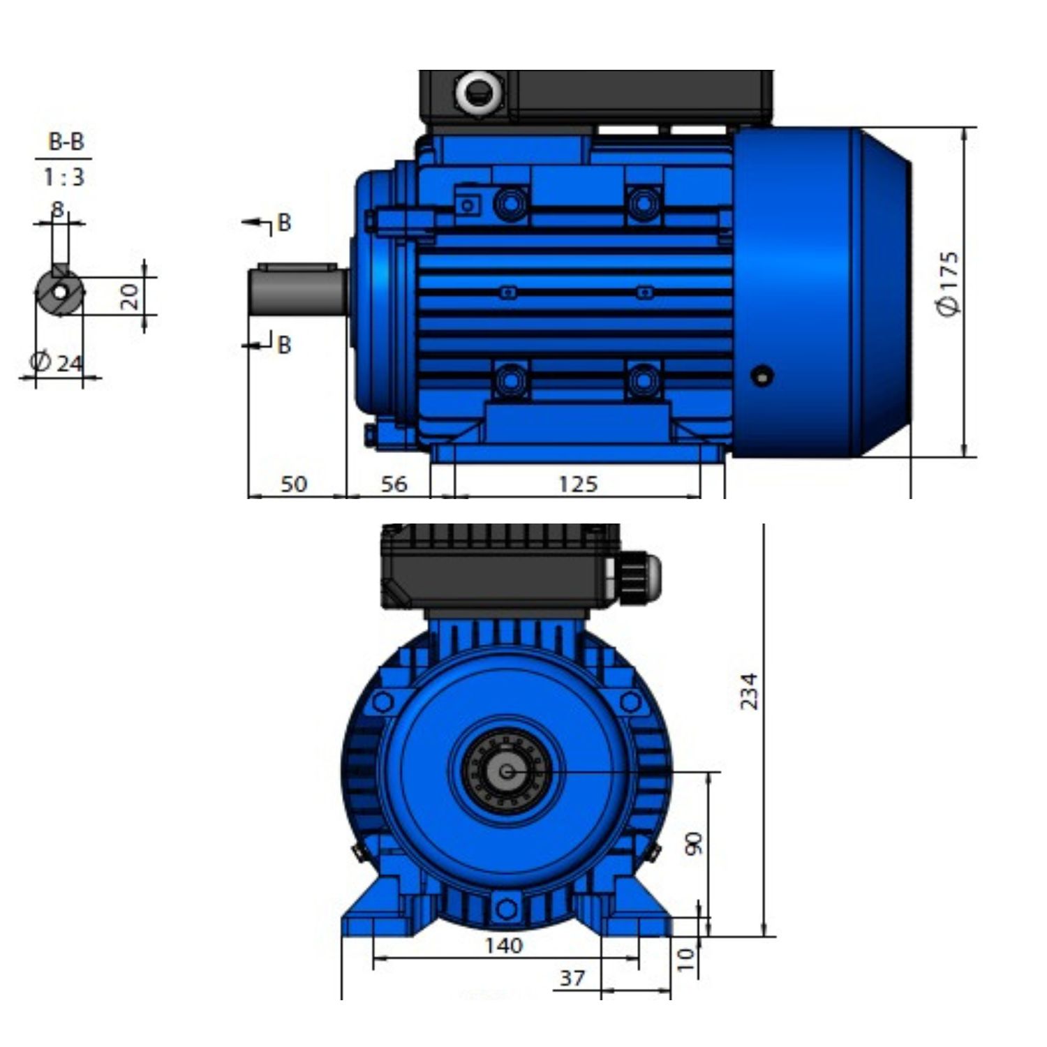 MOTOR ELÉCTRICO 0,75 HP 2820 RPM 2 POLOS 220V FLOWMAK - 4