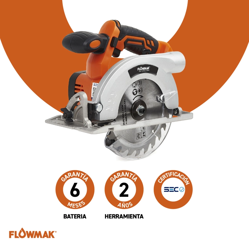 SIERRA FLOWMAK CIRCULAR 6 1/2 PULG165 MM 18 V CON BAT Y CARG ACERO - 5