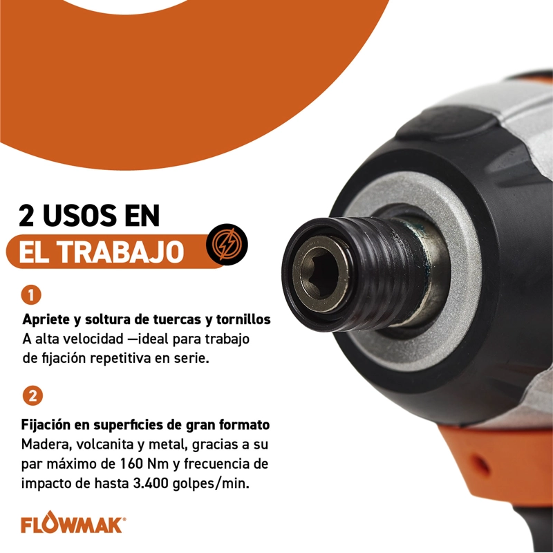 ATORNILLADOR FLOWMAK IMPACTO 1/4 18 V CON BATERÍA - 6