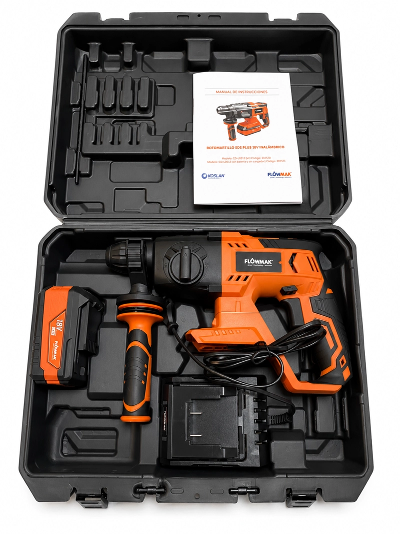 ROTOMARTILLO FLOWMAK INALÁMBRICO 18 V 1.8JOULE + BAT. Y CARGADOR - 9