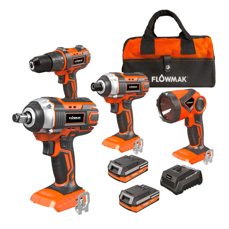 KIT FLOWMAK TALADRO 13 MM ATORNILLADOR LINTERNA Y LLAVE IMPACTO - 1