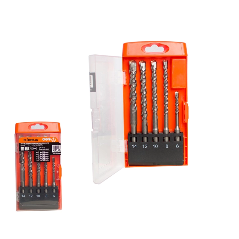 SET DE BROCAS FLOWMAK PARA CONCRETO ROTOMARTILLO SDS 5 PIEZAS - 1
