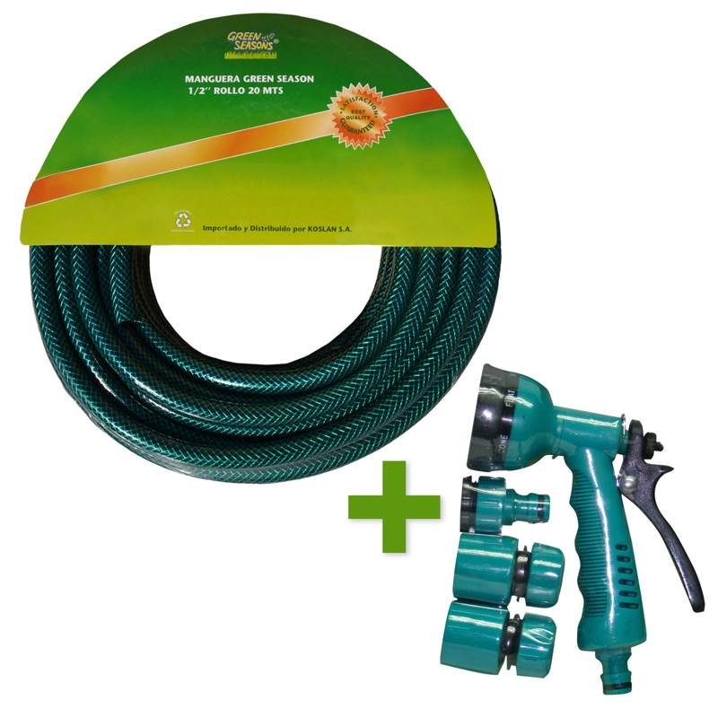MANGUERA JARDIN 1/2'20MTS + PISTOLA 6 POSICION GREEN SEASON - 2
