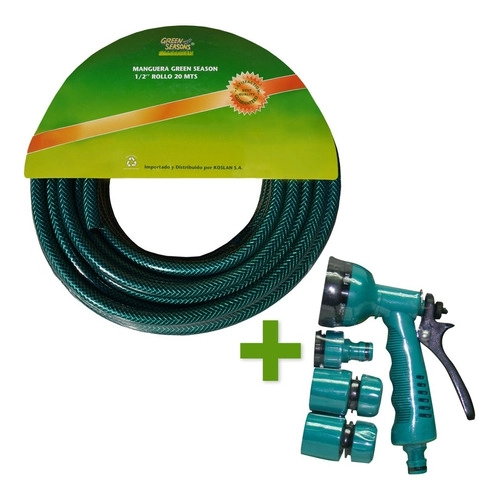 MANGUERA JARDIN 1/2'20MTS + PISTOLA 6 POSICION GREEN SEASON - 6