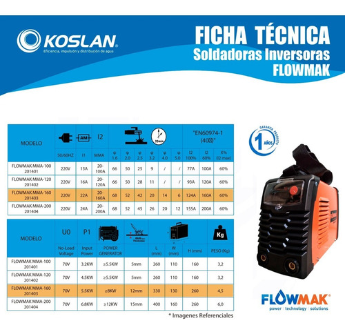 SOLDADORA FLOWMAK INVERTER 160 AMPERES - 2
