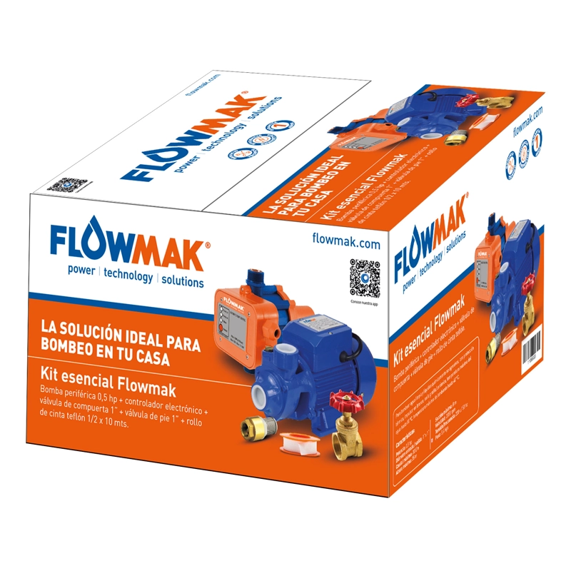 KIT BOMBA PERIFERICA 0,5 HP 220V Y CONTROLADOR FLOWMAK - 3