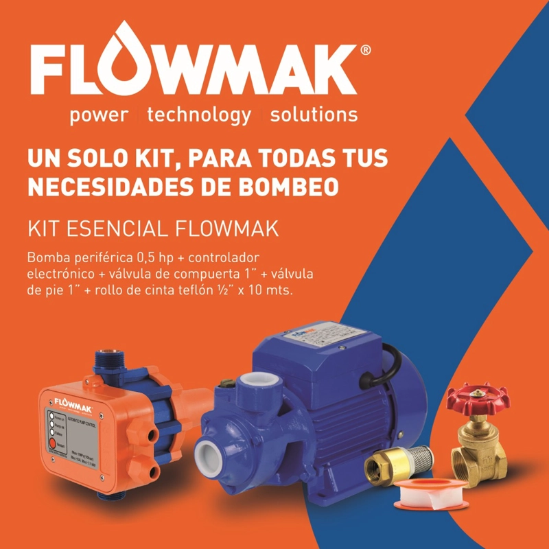 KIT BOMBA PERIFERICA 0,5 HP 220V Y CONTROLADOR FLOWMAK - 4