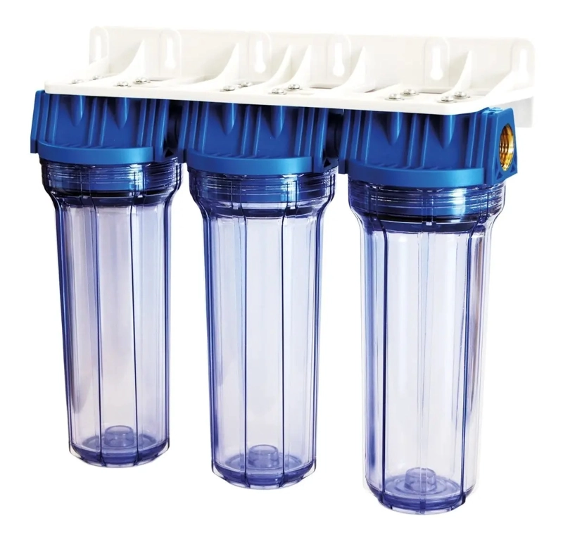 CONTENEDOR TRANSPARENTE TRIPLEX FILTRO AGUA USO DOMENSTICO 9'3/4 AQUA - 1