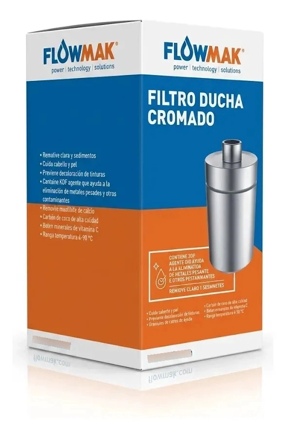 PURIFICADOR FILTRO  AGUA PARA DUCHA CROMADO PREMIUM FLOWMAK - 2