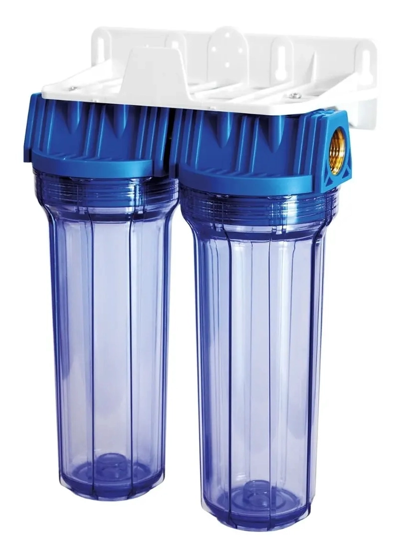CONTENEDOR TRANSPARENTE DUPLEX FILTRO AGUA USO DOMENSTICO 9'3/4 AQUA - 1
