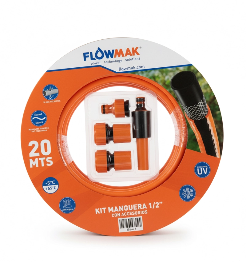KIT MANGUERA JARDIN 1/2' 20 MTS CON ACCESORIOS FLOWMAK - 1