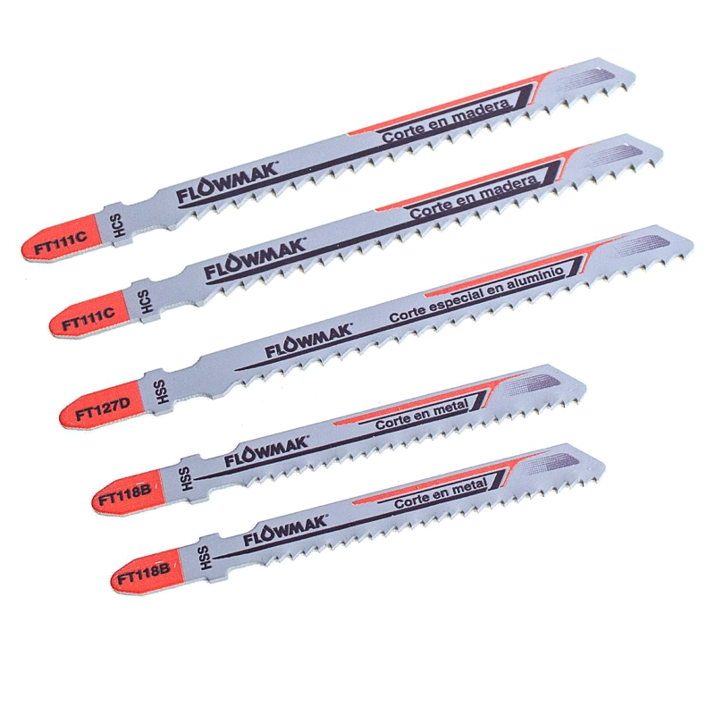 SET HOJAS CALADORA MADERA METAL ALUMINIO5 PIEZAS FLOWMAK - 2