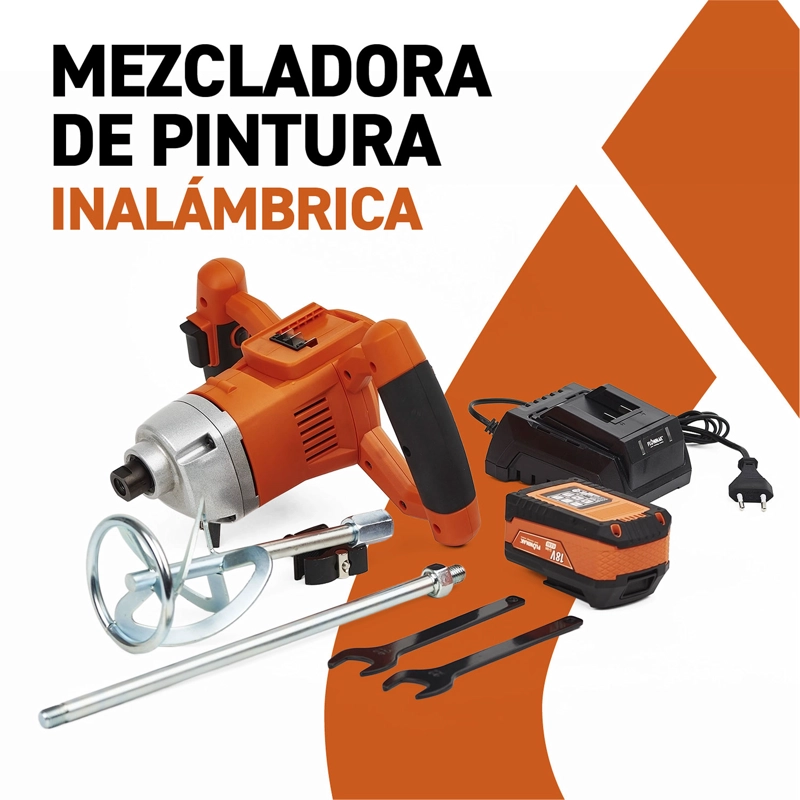 MEZCLADOR PINTURA Y CEMENTO 18V  BATERIA4AH Y CARG FLOWMAK - 2
