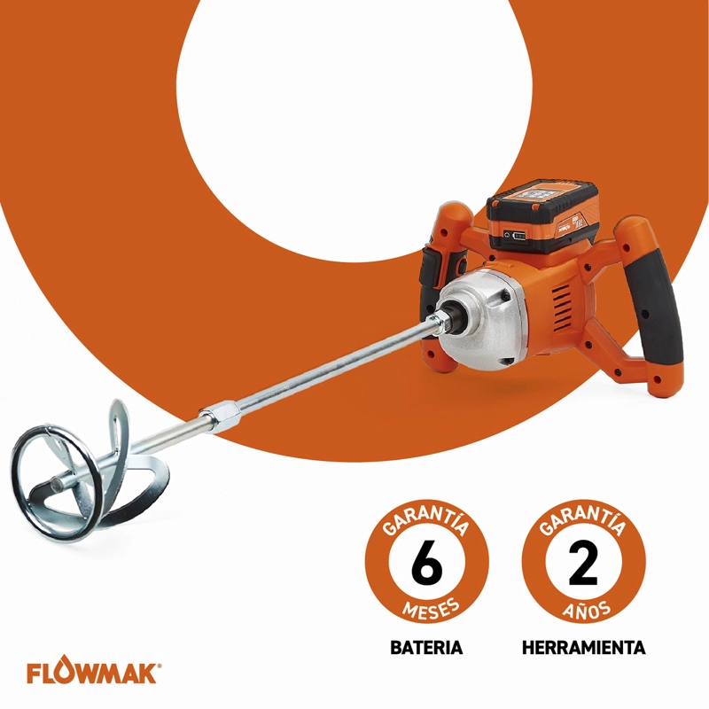 MEZCLADOR PINTURA Y CEMENTO 18V  BATERIA4AH Y CARG FLOWMAK - 5