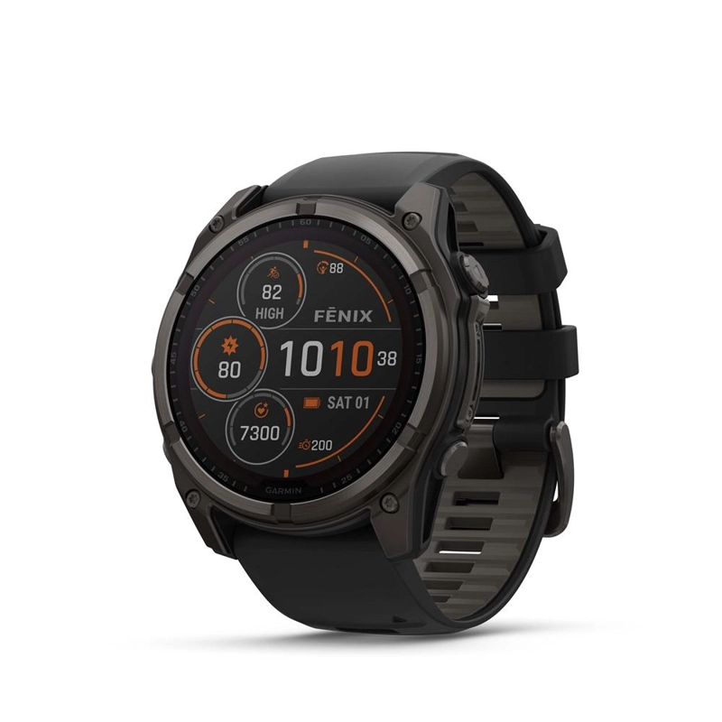 GARMIN FENIX 8 – 51MM, SOLAR SAPPHIRE, TITANIO CON CORREA DE SILICONA NEGRA/GRIS