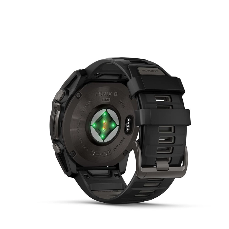 FENIX 8 – 51MM, SOLAR SAPPHIRE, TITANIO CON CORREA DE SILICONA NEGRA/GRIS - 2