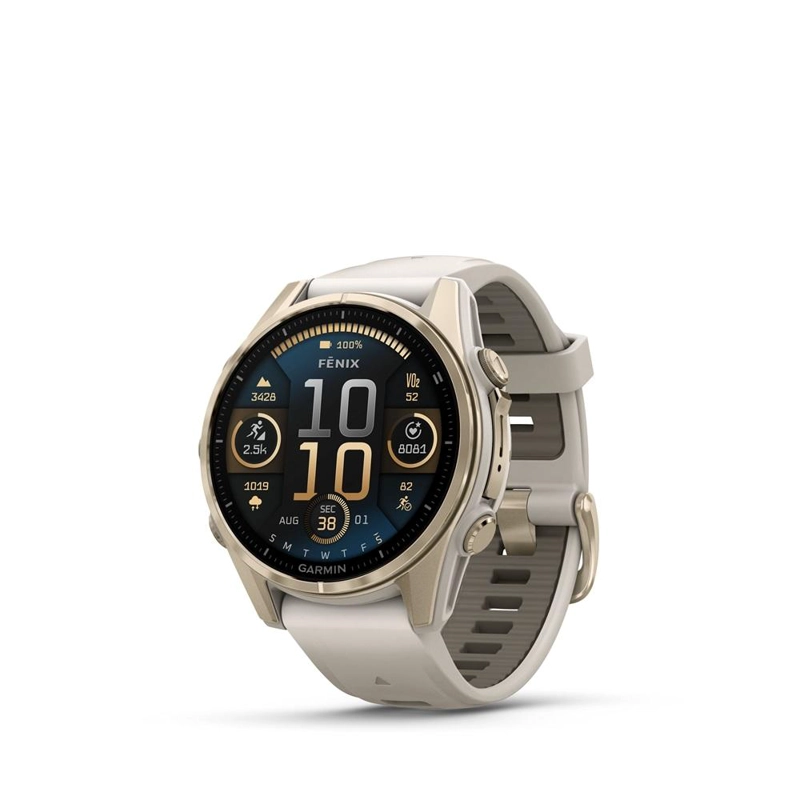 FENIX 8 - 43 MM SAPPHIRE, LIGHT GOLD WITH GREY/DARK BROWN - 1
