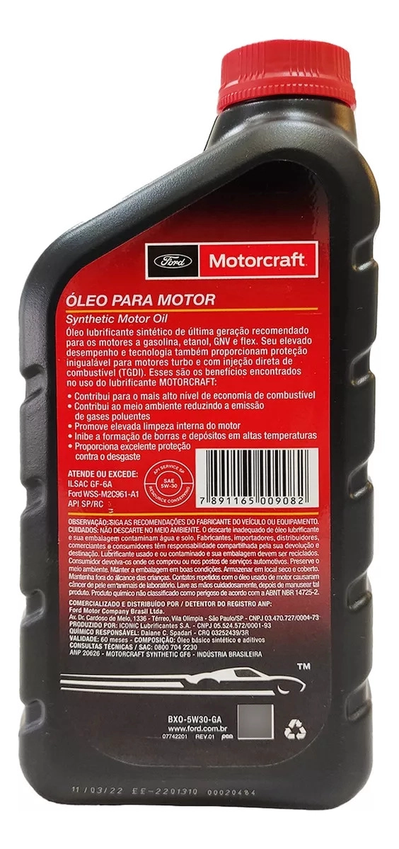 ACEITE FORD MOTORCRAFT 5W30 FULL SINTETICO (6 UNIDADES) - 3